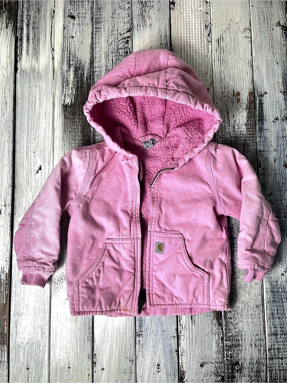 Carhartt Girls' Zip Front Canvas Insulated Hooded Active Jac Hooded Jacket Pink